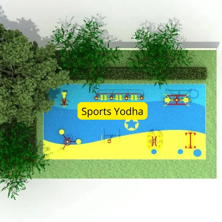 Outdoor gym equipment installed in a park in India, providing durable fitness solutions for public spaces.